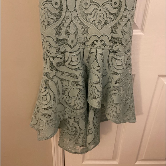 Lulu’s Won Your Heart Sage Green Lace Tie-Strap High-Low Midi Dress Small - Picture 4 of 8